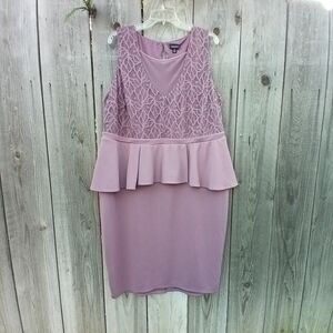 Torrid Mauve Purple Texture Scuba Peplum Women Dress 22 Pullover One Button New